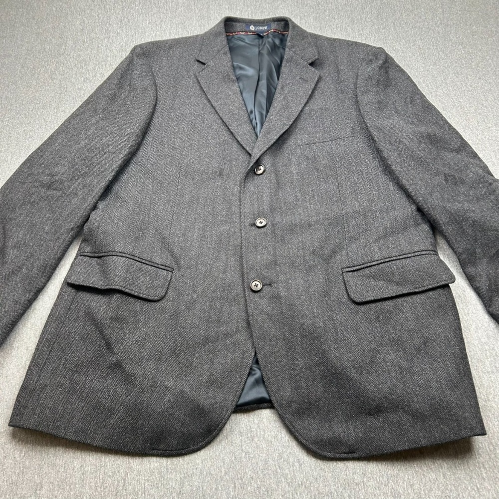 JCrew Legacy Sportcoat Moon Blazer Mens 46R Gray Herringbone 3-Button - Picture 3 of 15